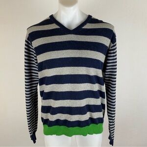 Boden London Gray Green Striped Long Sleeve Wool Blend Sweater Size XL